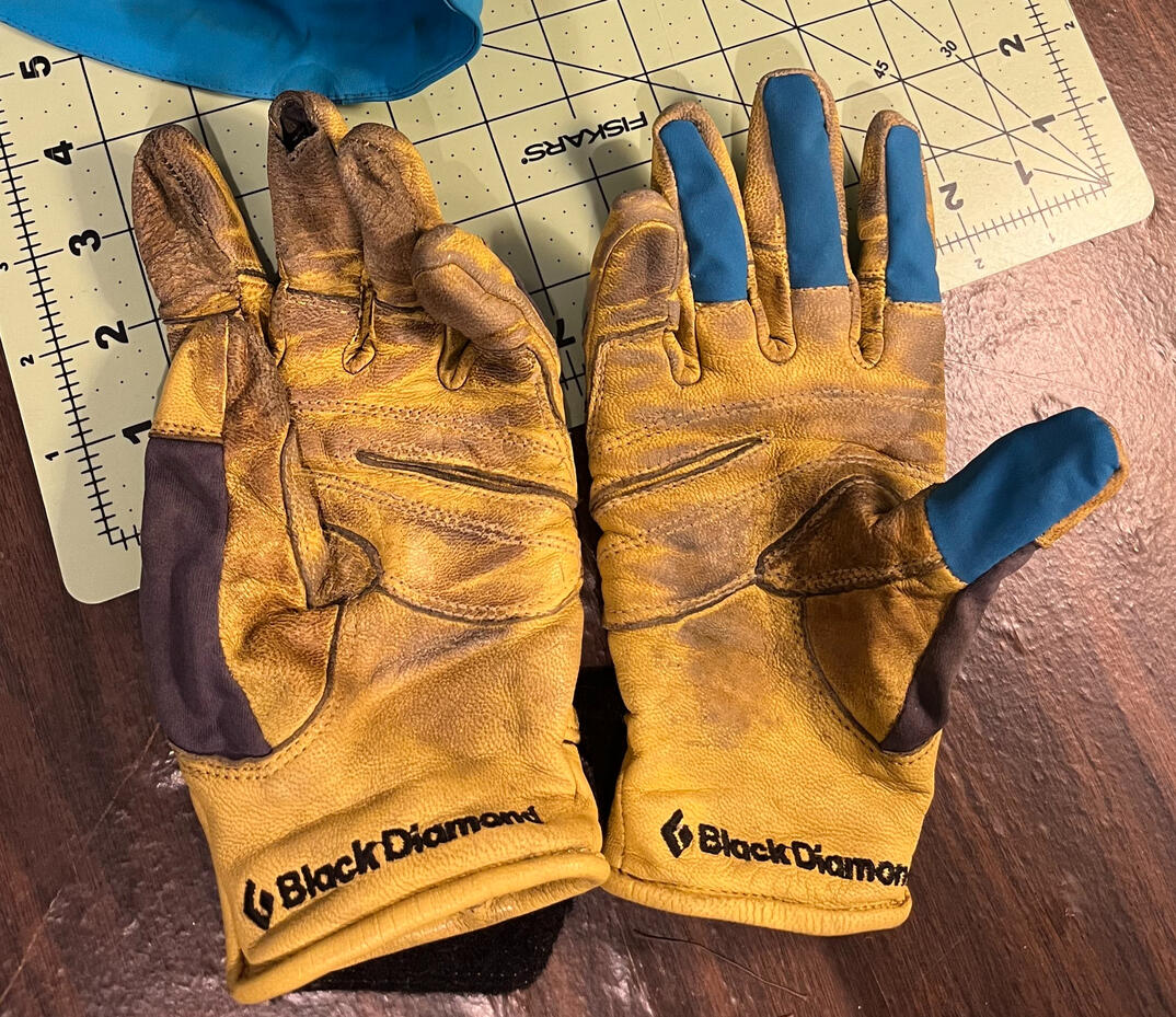 Fingertips replaced on leather gloves
